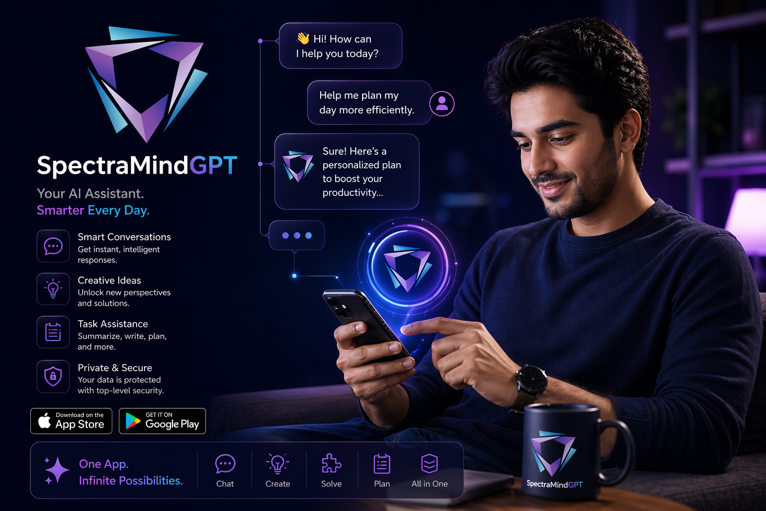SpectraMindGPT assistant interface on a smartphone